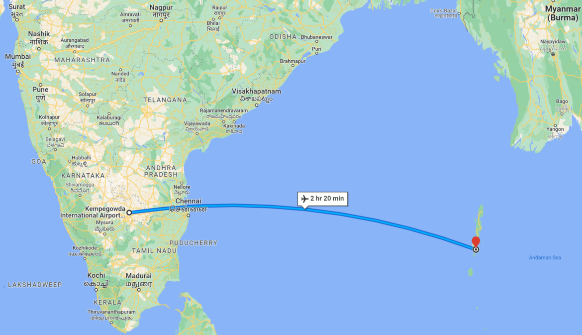 travel time from bangalore to andaman by flight